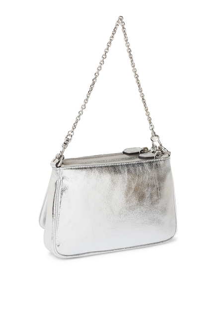 Double Mini Shoulder Bag With Crinkled Effect